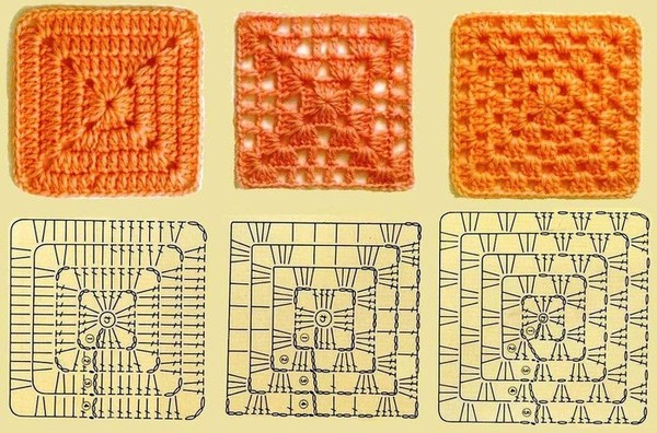 Схема для вязания квадратов